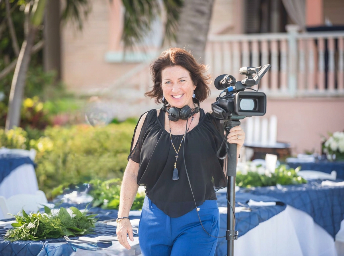 Joanna filming a Key West wedding reception
